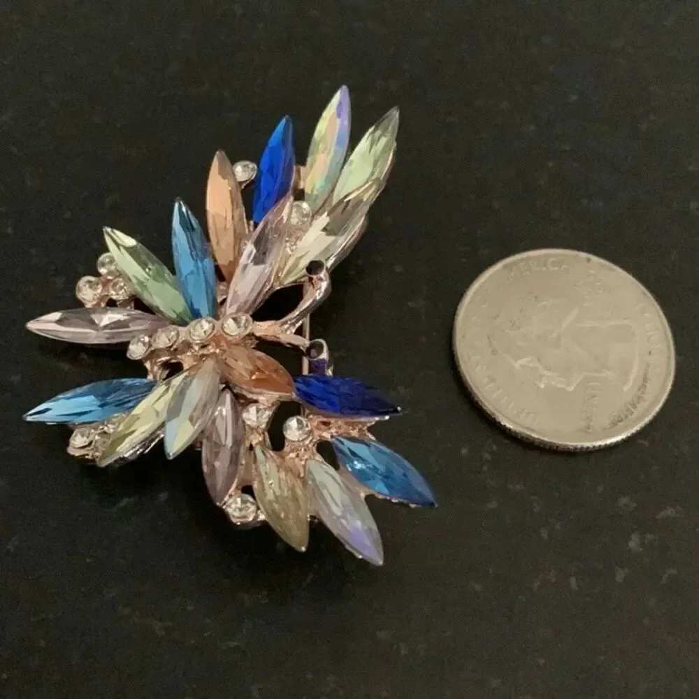 Lyra Butterfly Brooch Vintage Style Pin, Marquise Crystals
